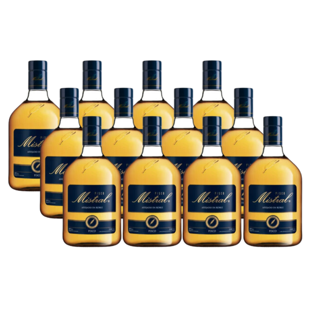 Promo 10: 12 piscos mistral 1 litro