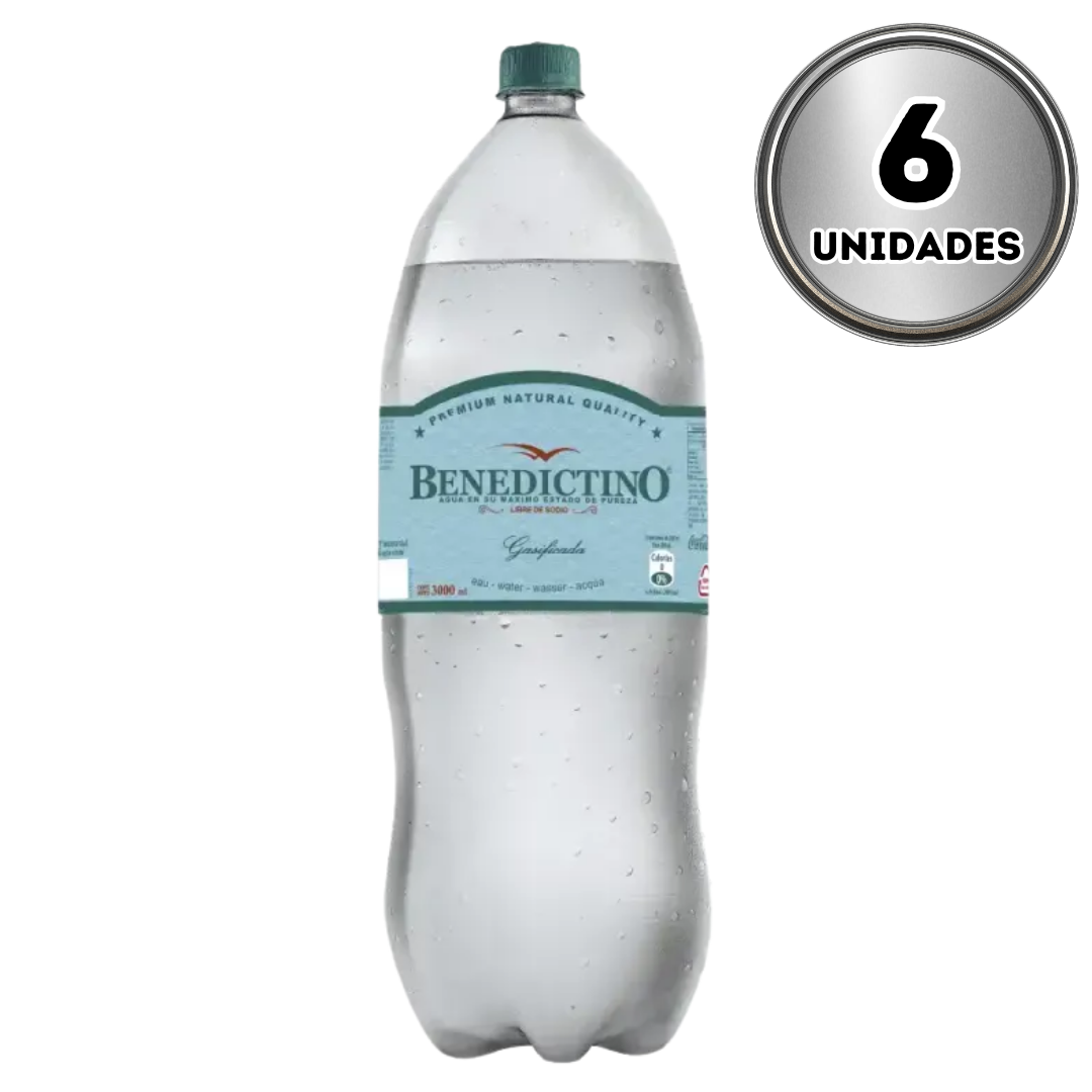 Agua benedictino con gas 3 litros