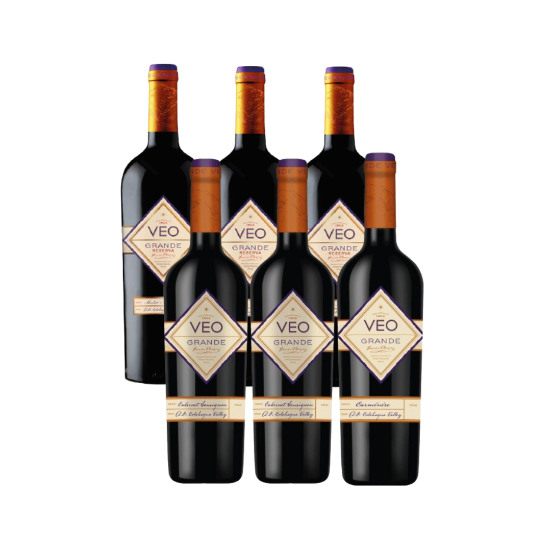 Promo 7: 6 vino Veo: 3 Merlot, 2 Cabernet Sauvignon, 1 Carmenere